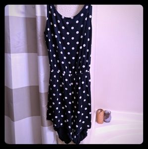 Navy blue polka dot romper